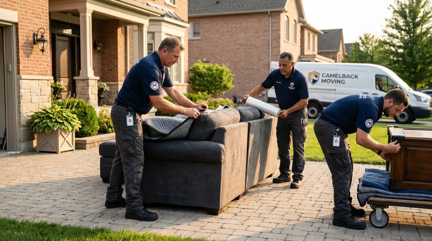 Large estate moving crew wrapping furniture in Andalusia, AL